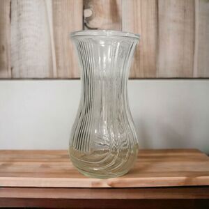 Vintage Hoosier Clear Glass Vase Lyre Ribbed 4086-B